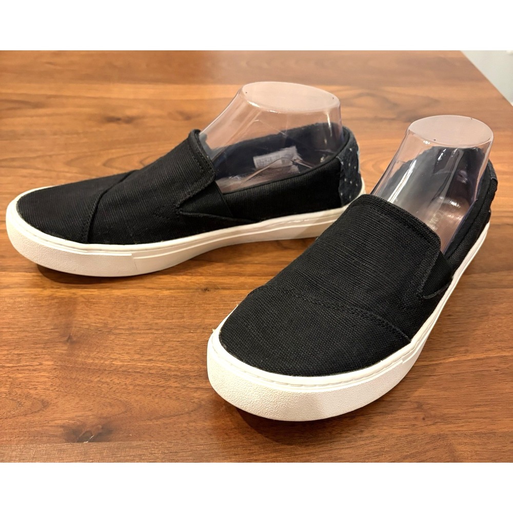 TOMS Womens Canvas Slip On Shoes Black Size 9 Casual Flats 10012279